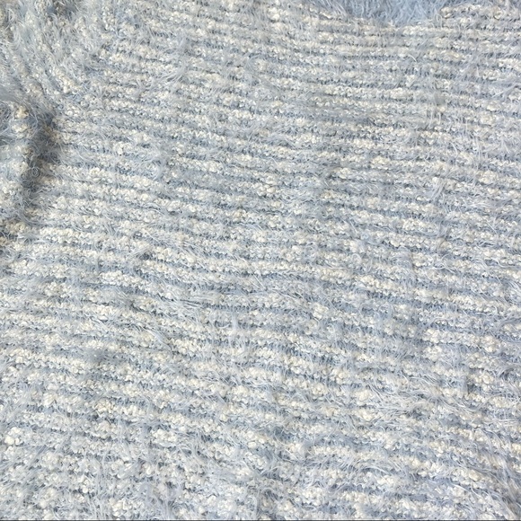 Forever 21 Pastel Powder Blue Super Soft Striped Fuzzy Eyelash Pullover Sweater - Picture 7 of 9